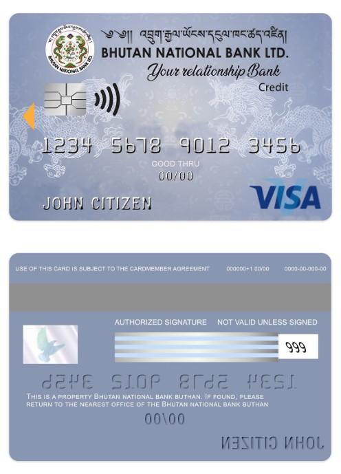 Bhutan national bank LTD visa credit card
